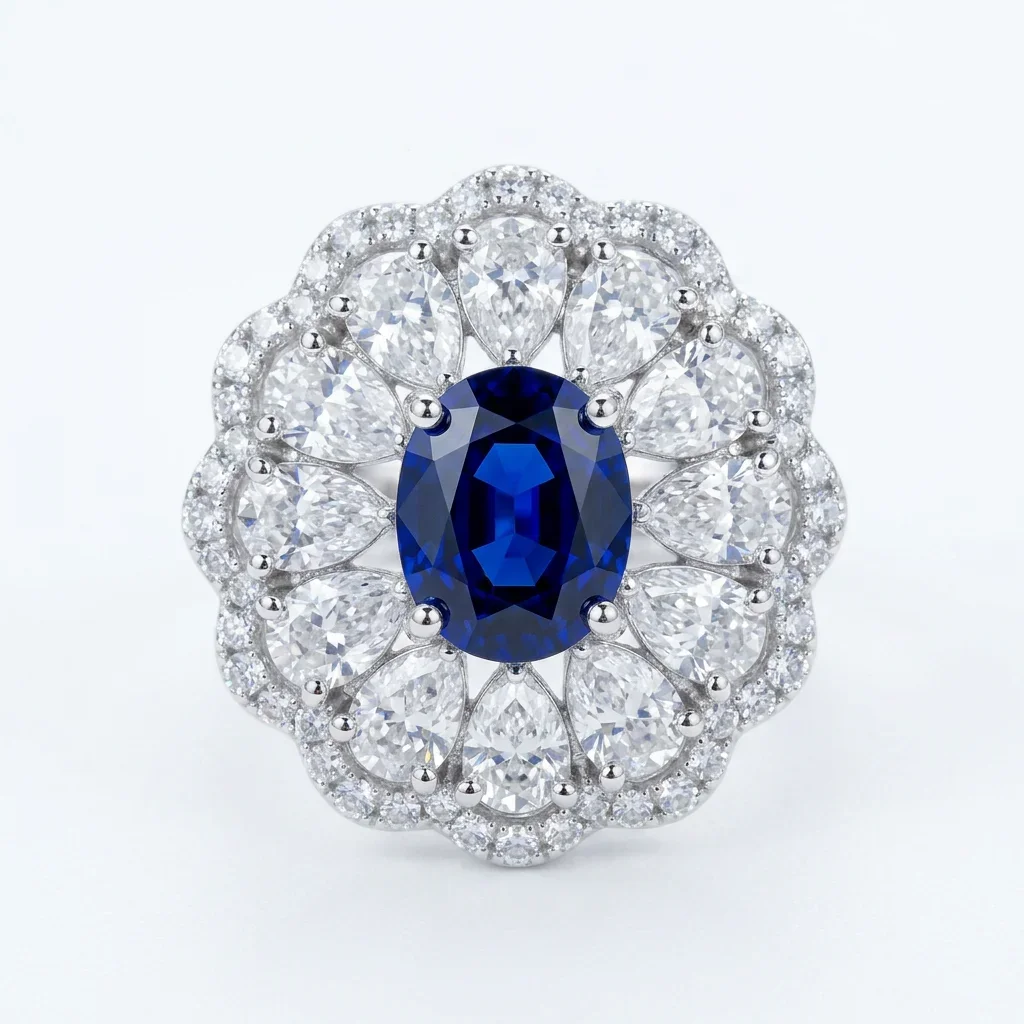

Lab Grown Sapphire Women Rings Oval Cut 1.7CTtw Real 925 Sterling Silver Elegant Engagement Wedding Bands Exquisite JewelryGifts