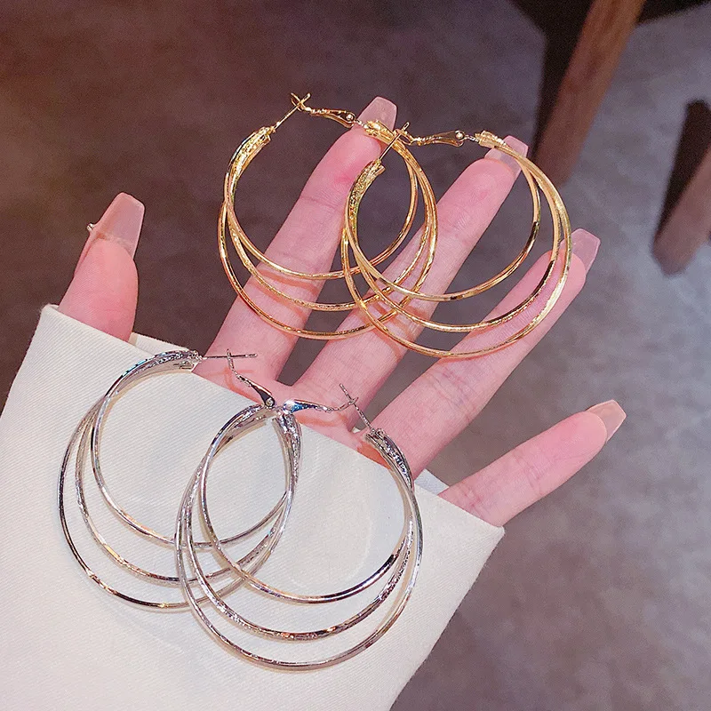 Jea. Angel 2022 New Trendy Simple Multiple Hoop Earrings For Woman Girls Geometric Irregular Fashion Earrings Party Jewelry