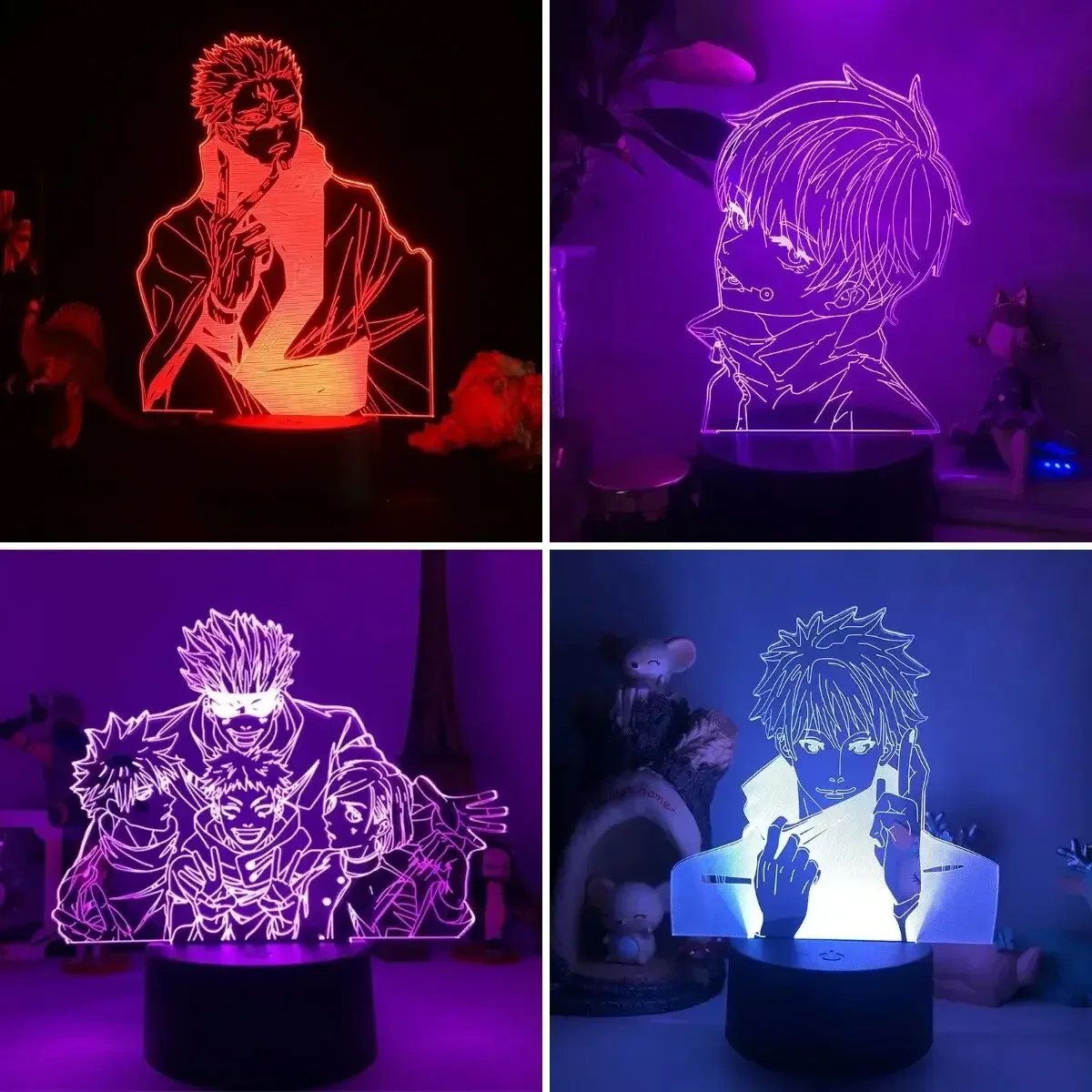 Lámpara 3D de Anime de Jujutsu Kaisen Inumaki Toge, figuras de Ryomen Sukuna Satoru Gojo, Luz LED nocturna, Itadori Yuji Manga, regalos para amigos