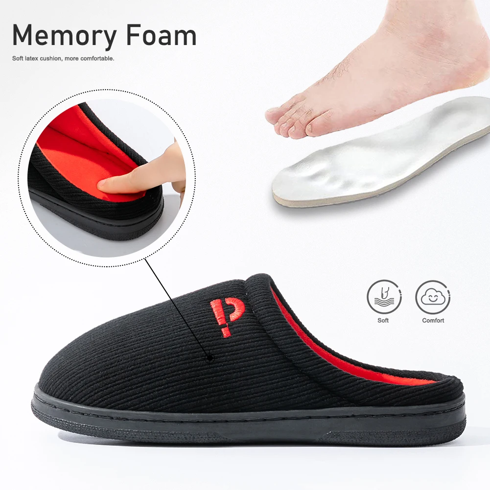 Warme bestickte Hausschuhe für Herren, TPR-Memory-Schaum-Plattformkissen, weiche, rutschfeste Streifen, bequeme Wohnzimmerschuhe, hohe Qualität – Detail 5