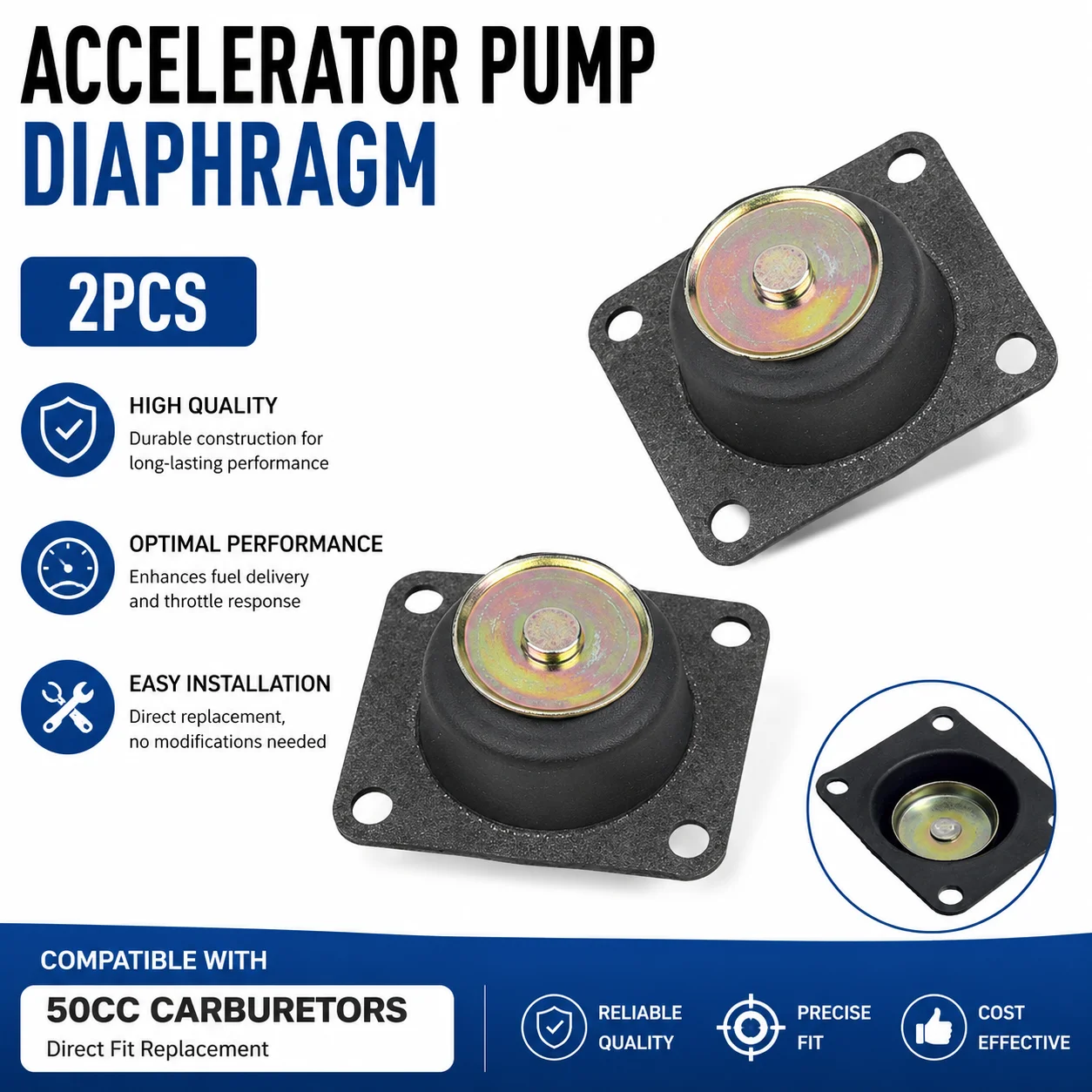 2Pcs 135-7 Accelerator Diaphragm For For Holley 2300 4150 4160 For 50Cc Carburetor High Performance Fuel System Replacement Part