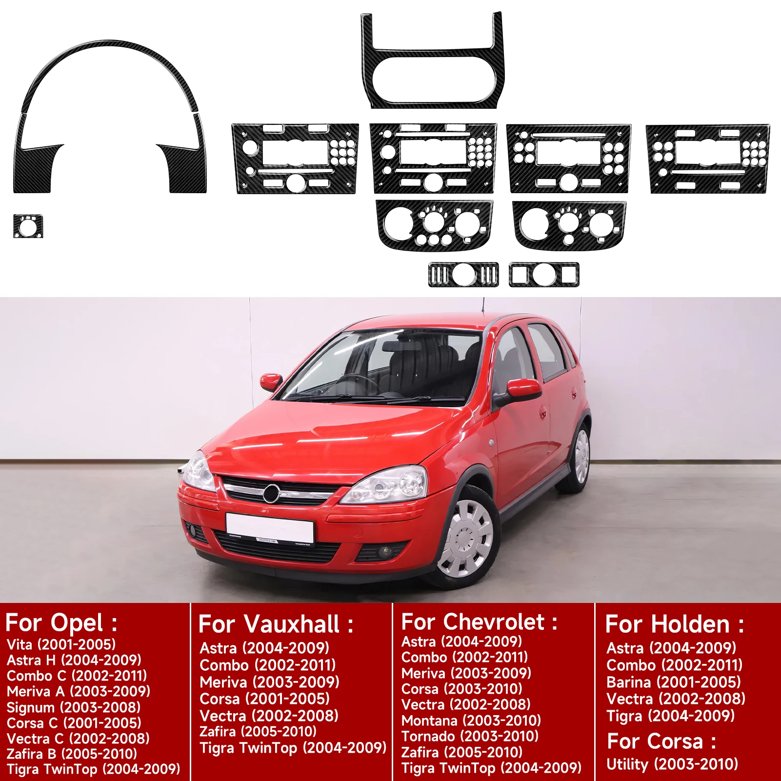 Kohlefaser-Innenaufkleber. Für Opel Vita Astra H Combo C Meriva A Signum Corsa C Vectra C Zafira B Tigra TwinTop Zubehör