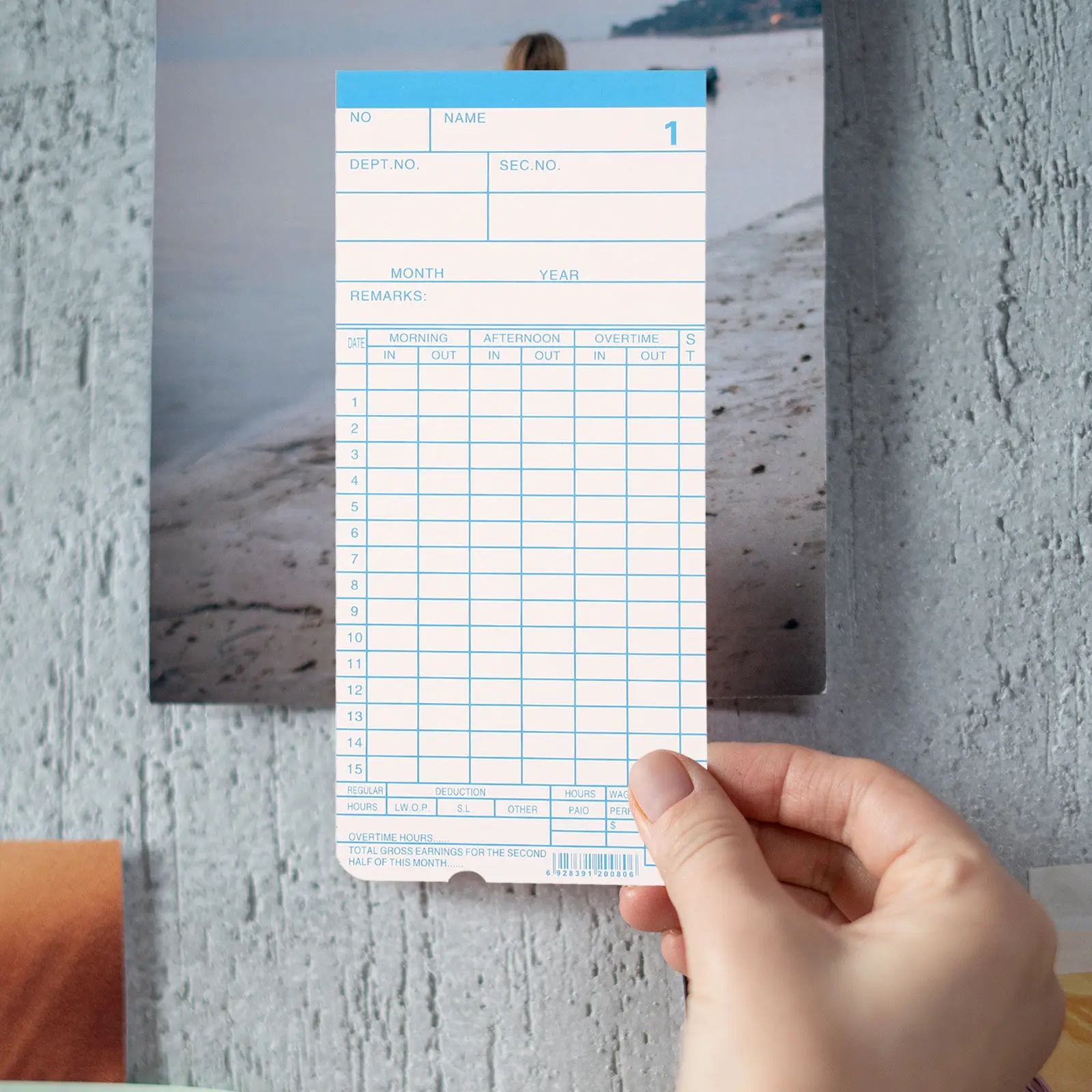 1Set Cards for Office Attendance Tracking Double-Sided Recording Sheets Ideal for Factory Warehouse Workforce
