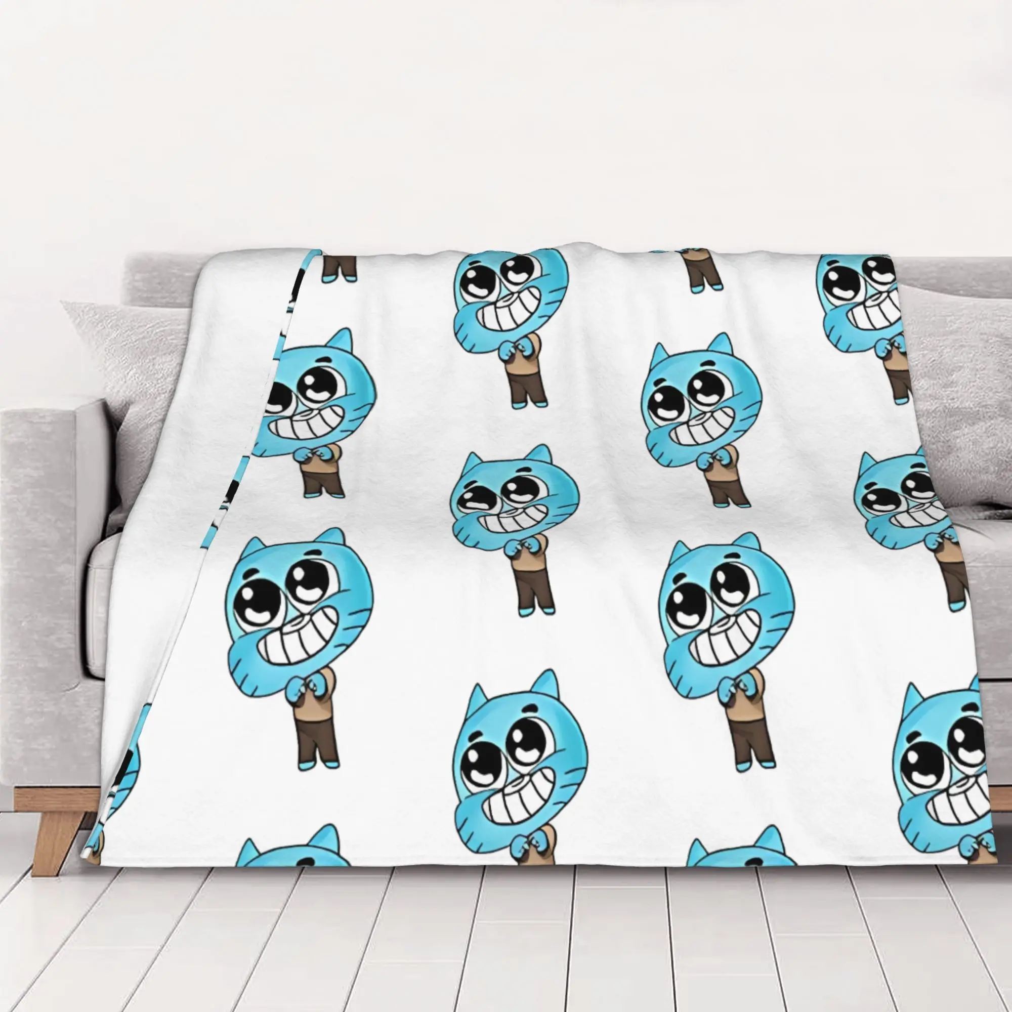 1PC home Cutecore Smiling tThe Amazing World of Gumball Blanket Super Cosy Plush Home Living Room Sofa halloween