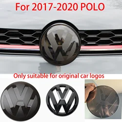 1set Car Front Grill Badges Rear Trunk Emblem Lid Covers Logo Sticker Black For VW POLO 2017-2020 Auto Accessories Styling Decal