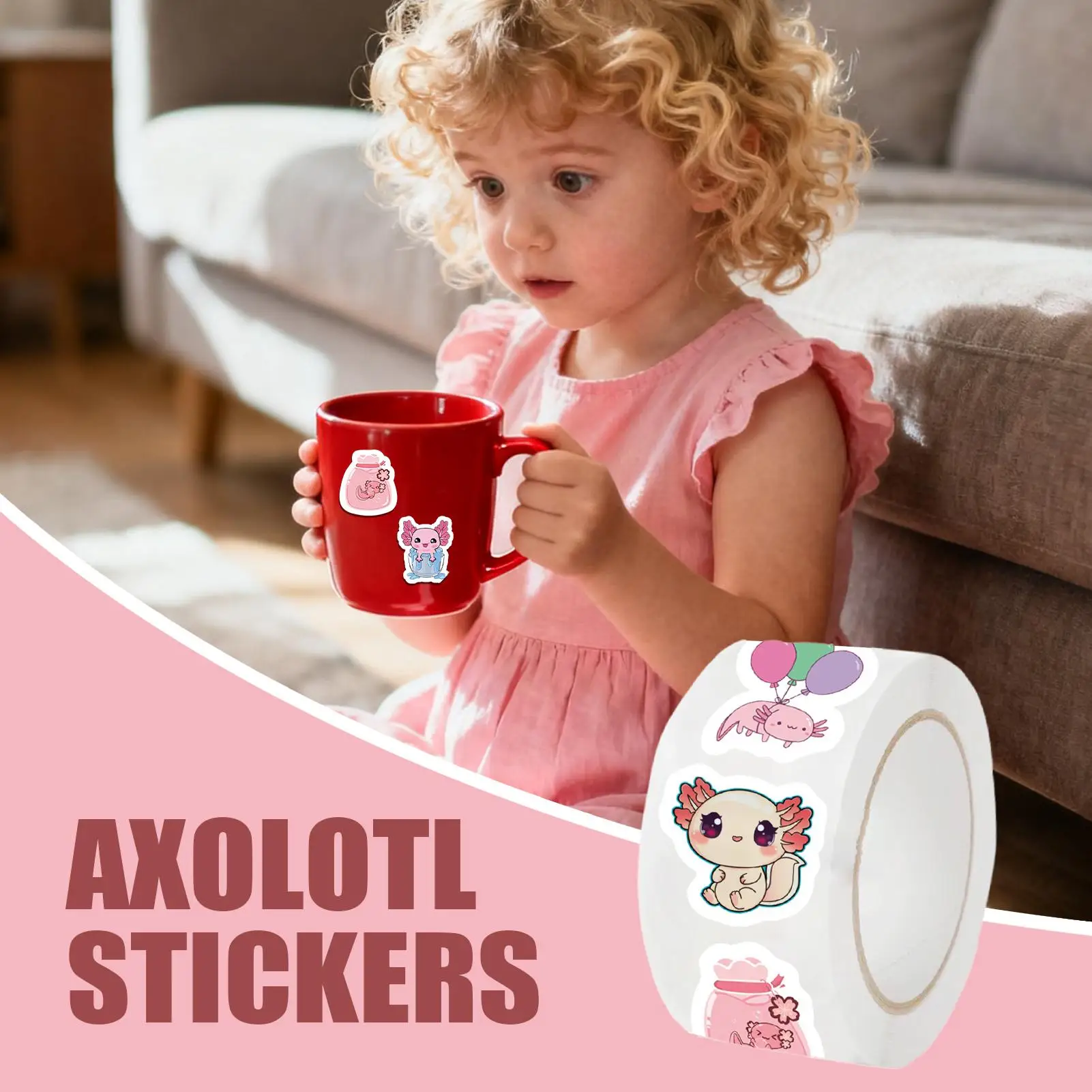 ملصقات Axolotl اللطيفة 500 قطعة/لفة الشارات الديكور مقاوم للماء المجلات الديكور للفصول الدراسية مدرسة حفلة محمول سجل القصاصات #2