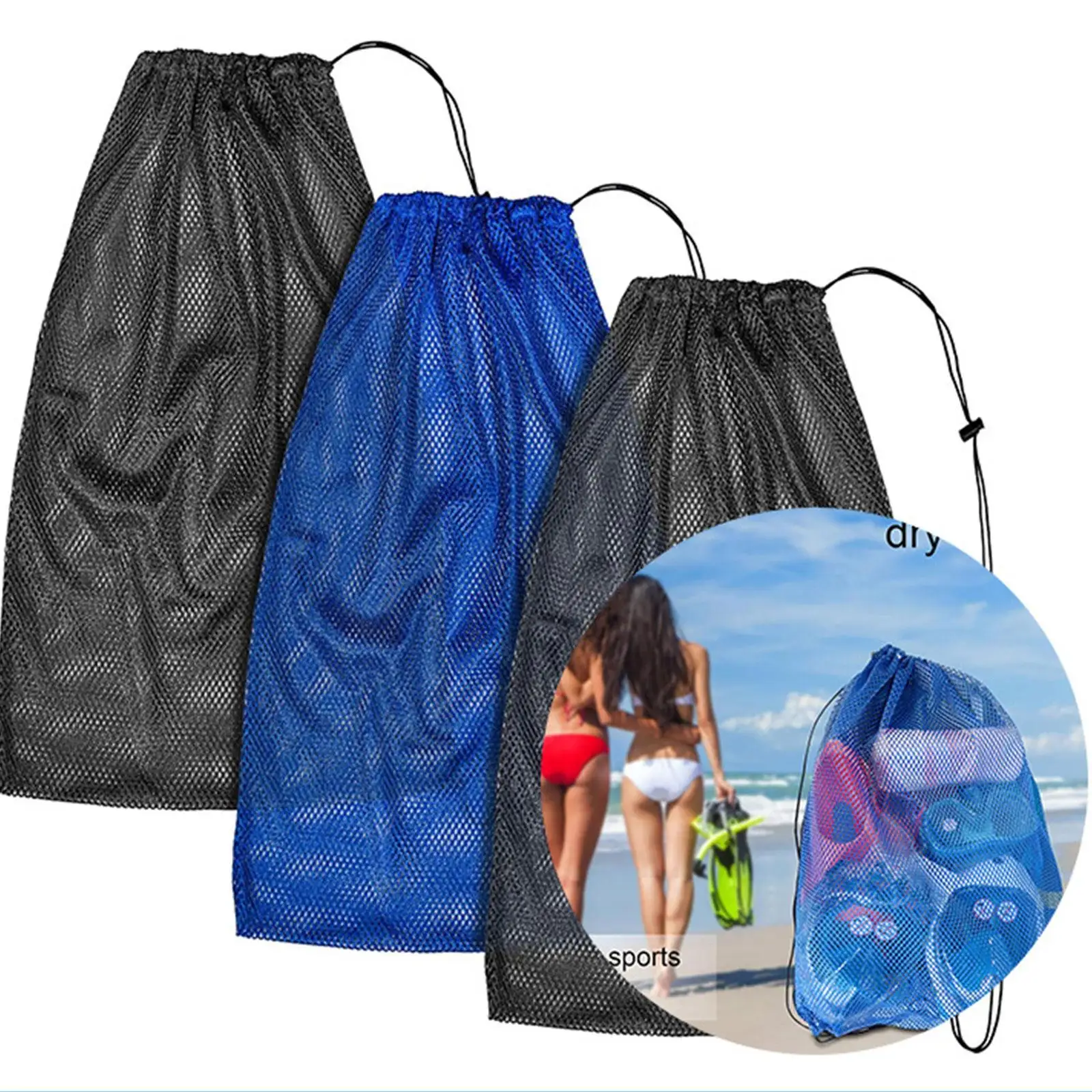 

Sports Bag Mesh Backpack Lightweight Foldable Design Multipurpose Fitness Storage for Travel Beach