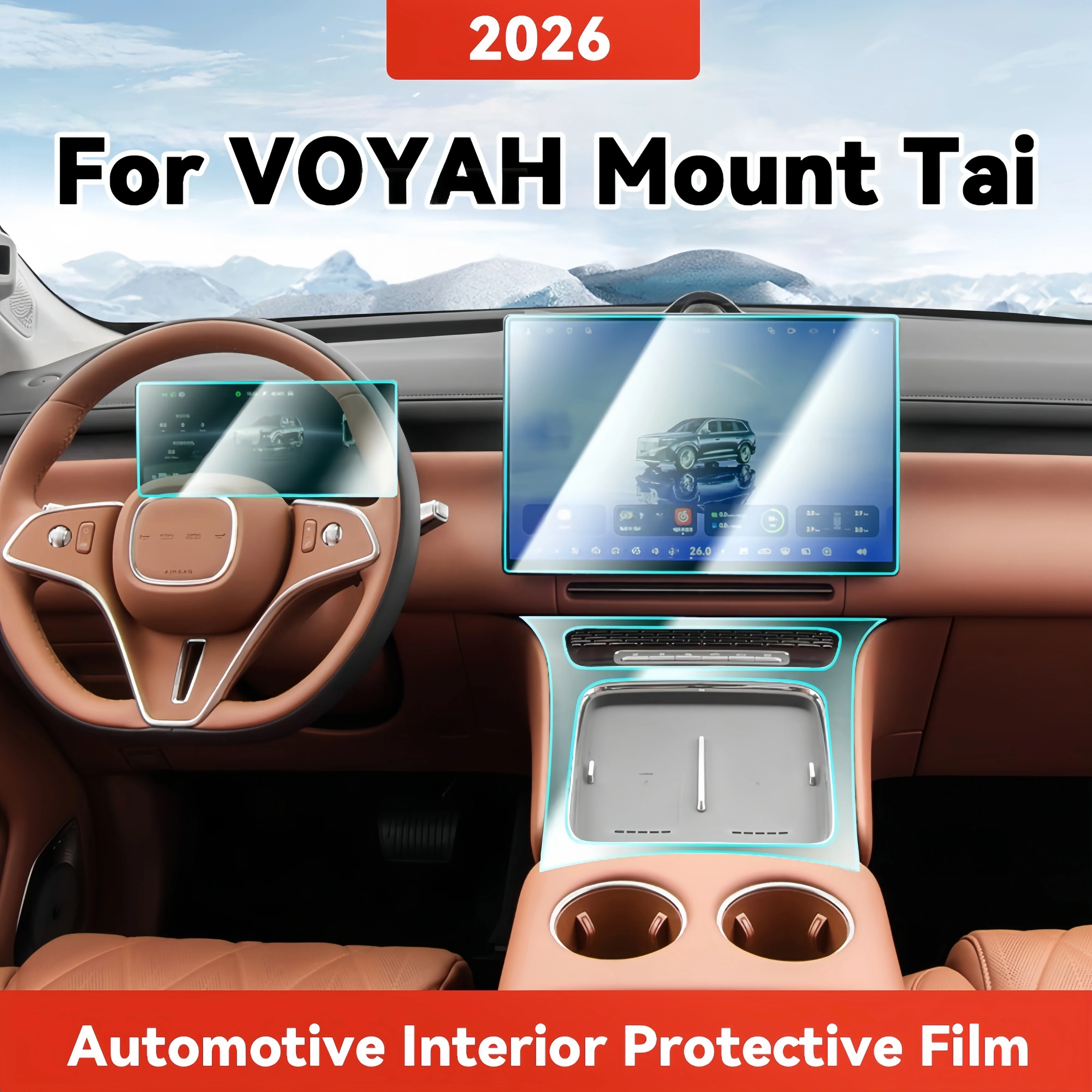TPU For VOYAH Mount Tai 2026 Transparent Protective Film Car Interior Central Control Navigation Panel Cover Accessories