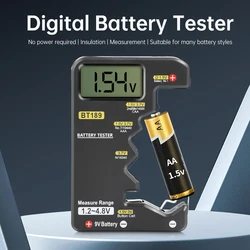 BT189 Battery Tester LCD Display Universal Battery Test for AA AAA 9V 1.5V/3V Button Cell Batteries Monitor LED Digital