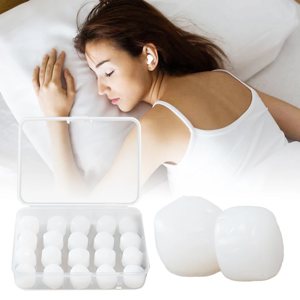 

20Pcs Reusable Flexible Silicone Ear Plug Waterproof Noise Reduction Earplugs Sleeping Swimming Working Anti-Noise Protection