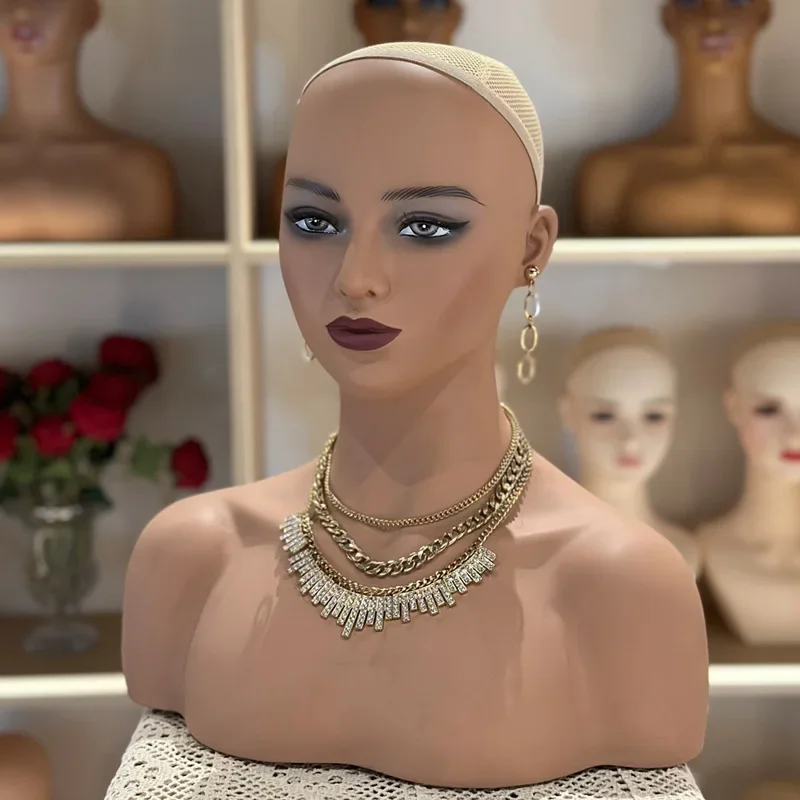 Half-body Female Mannequin Dummy Heads Bust with Shoulders for Wigs Jewelry Hats Display Manikin Doll Heads