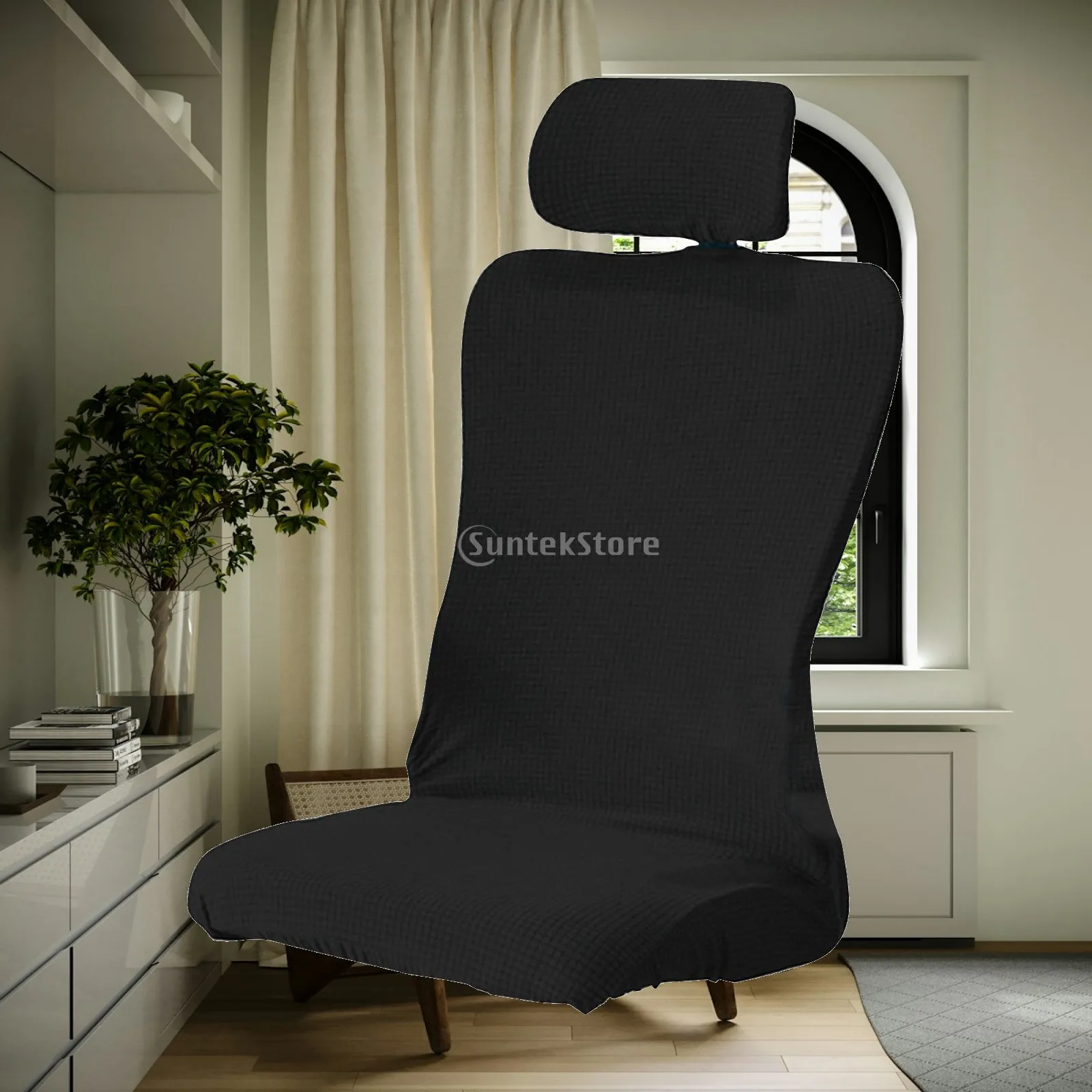 Washable Office Chair Cover Universal Stretch Seat Protector with Headrest for Home Desk Chair Furniture Lining
