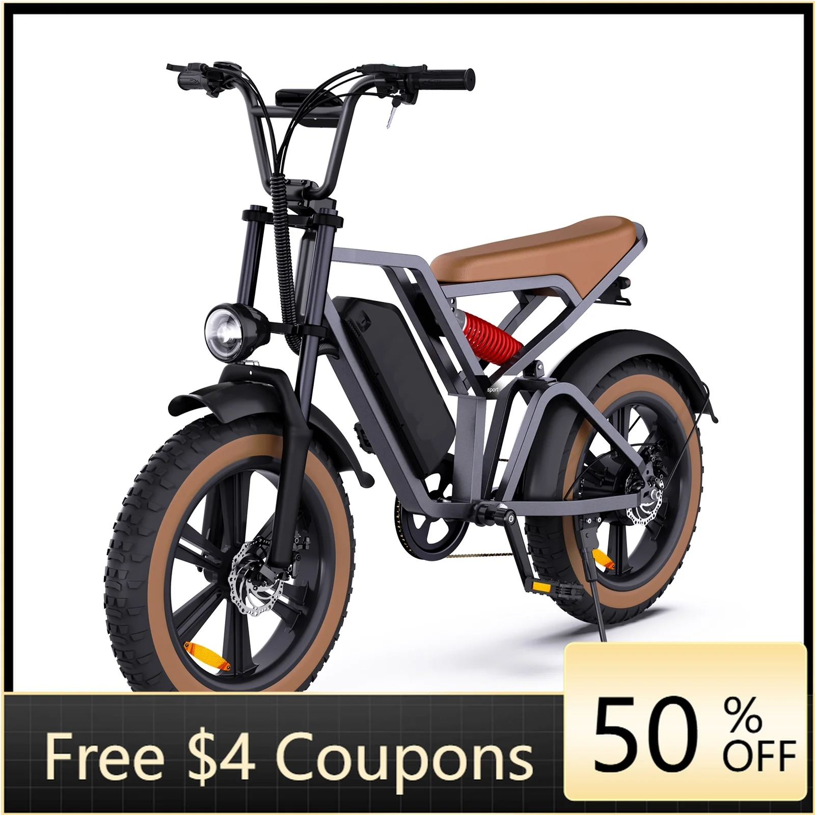 

Rs Adult Electric Bike 750W18Ah 20-inch Fat Tires Electric Bike with up to 30 mph with Removable Battery Throttle Pedal Assist
