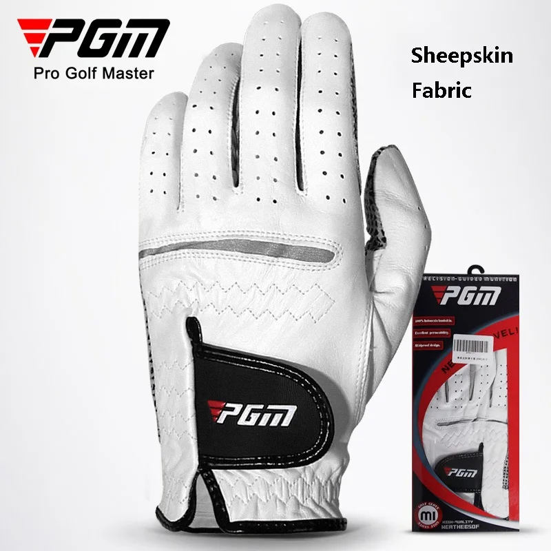 PGM 1 Pcs Men Genuine Leather Anti Slip Golf Gloves Male Breathable Left Right Hand Sport Gloves with Mark Full Finger Mittens