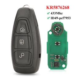 jingyuqin Full Smart 3 Buttons Remote Key fob 433MHz ID49-pcf7953 Chip for Ford Grand C-Max Focus Kuga Fiesta 2016+ KR5876268