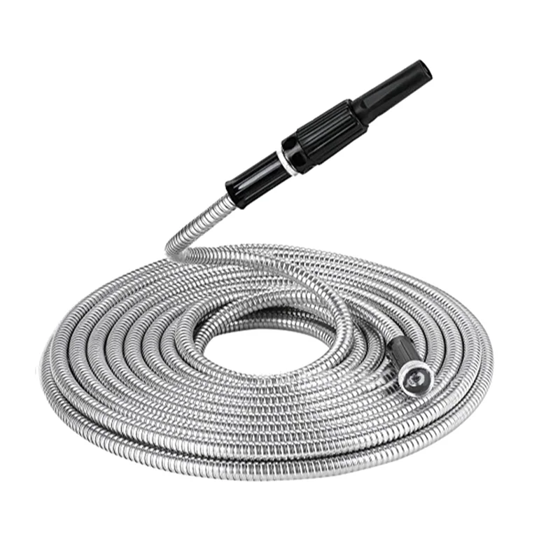 50 Ft Garden Hose 304 Stainless Steel Metal Water Hose-Flexible,Lightweight,Tangle Free,Rust Proof, Easy to Use&Store