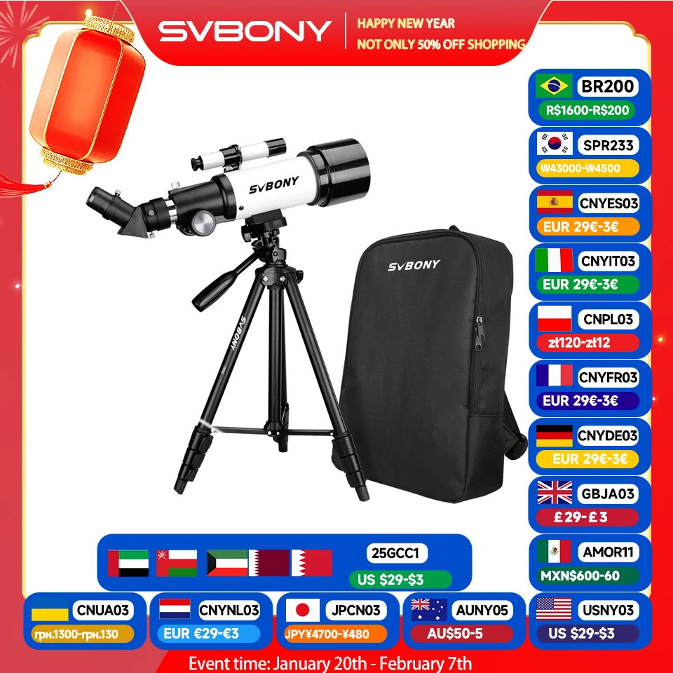 Svbony SV501P 60/70mm Astronomical Telescope Sets,for Planetary and Moon Observation,Gift for  Kids,Beginners and Students