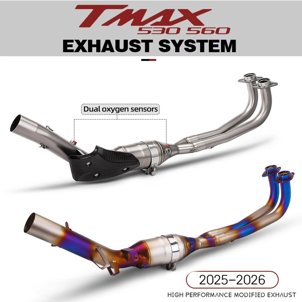 2016-2026 Modified Exhaust Muffler For Tmax530 Tmax 560 Stainless Steel Exhaust System Front Link Pipe