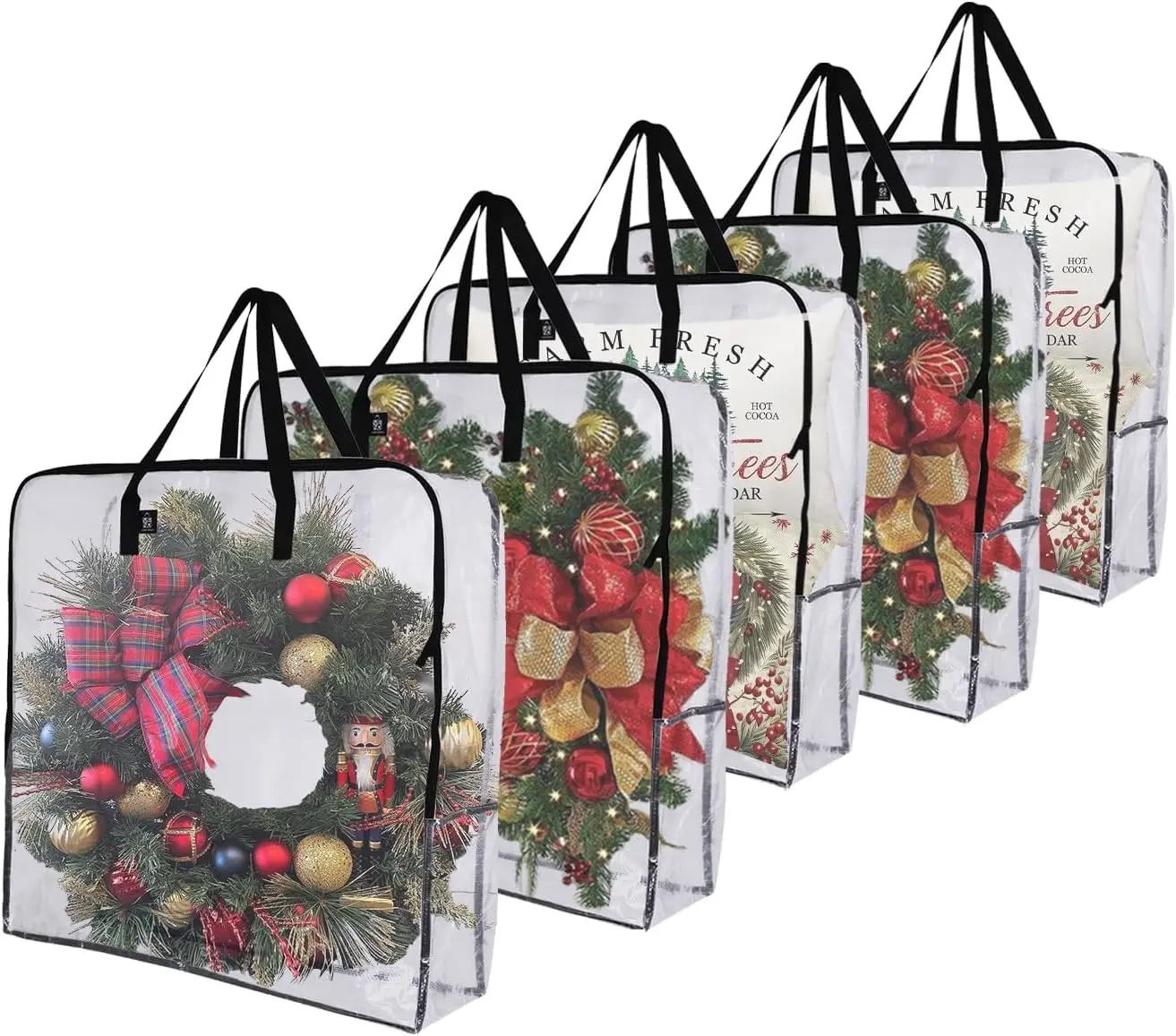 Wreath Storage Bag and Christmas Decoration Garland Container, Clear Wreath Bag, Valentine's Decoration Organizers