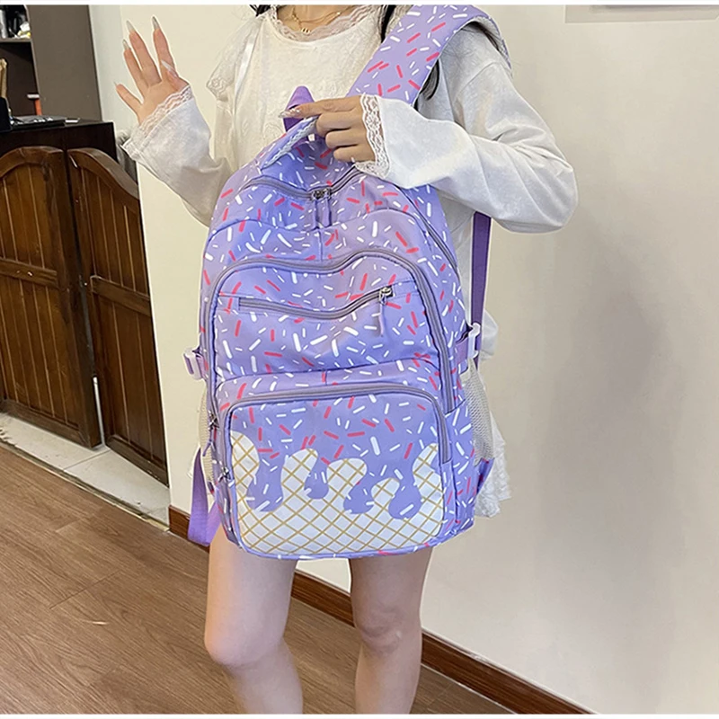 Schülerrucksack, Ice Cream Korean Teenage Girls Sweet Cute Schultasche, leichte, geräumige College-Tasche, Tagesrucksack mit großem Fassungsvermögen – Detail 40