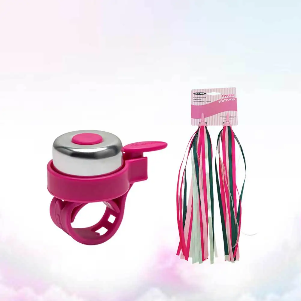 

2 шт. блестящие ленты с кисточками и колокольчики для детей, стиль руля велосипеда, яркие забавные акценты для езды на велосипеде или скутере