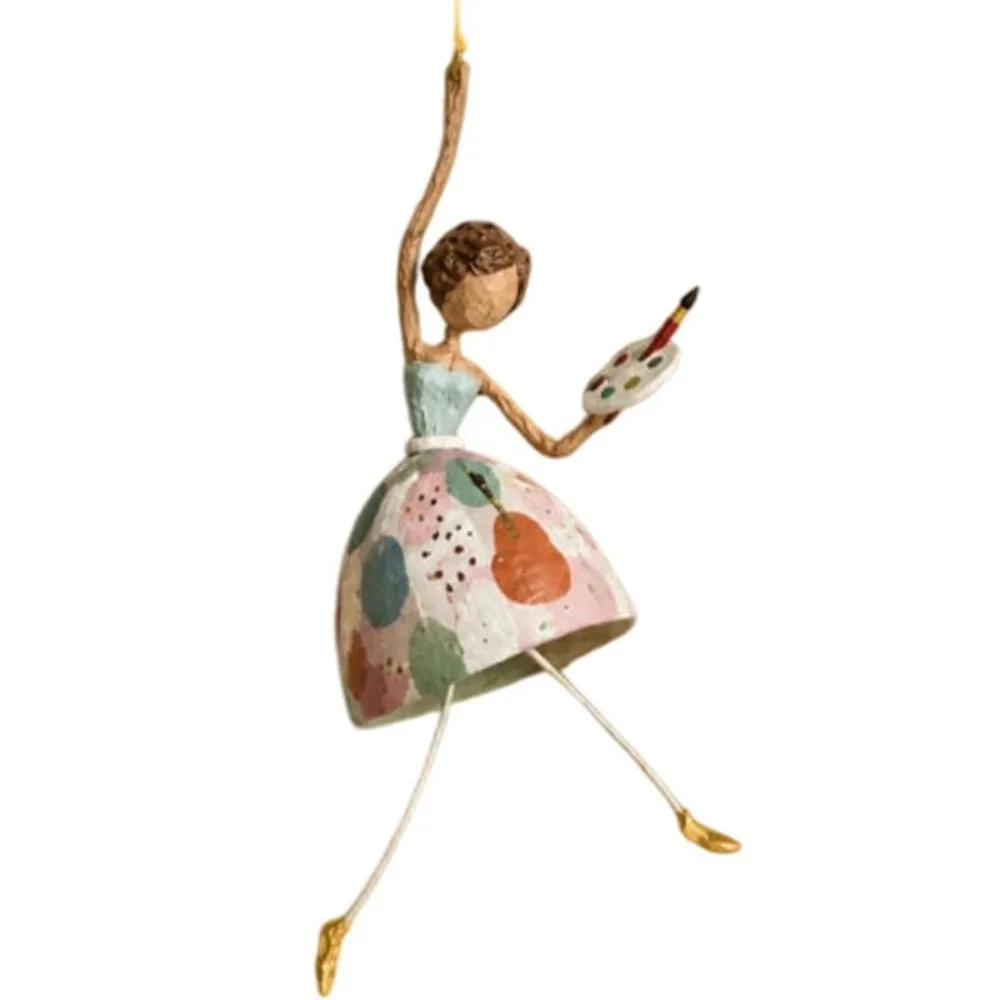 Whimsical Dancing Lady Hanging Ornament Dangling Legs Vintage Women Shaped Pendants Creative Art Ballerina Lady Figurine