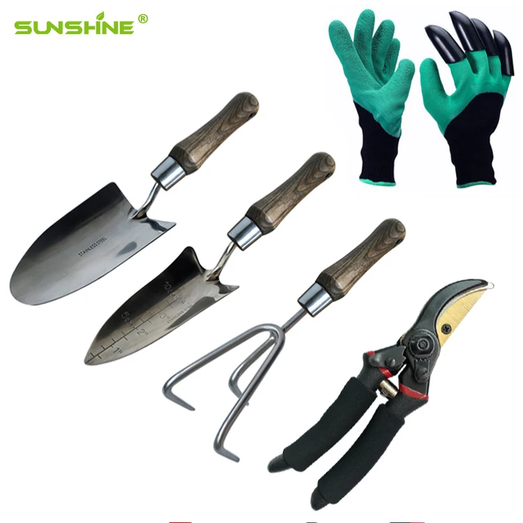 For  Personalized Garden Tools Hand Planting Bonsai Small Garden Tools Sets 3pcs Gardening Kits Stainless Steel Wood Handle