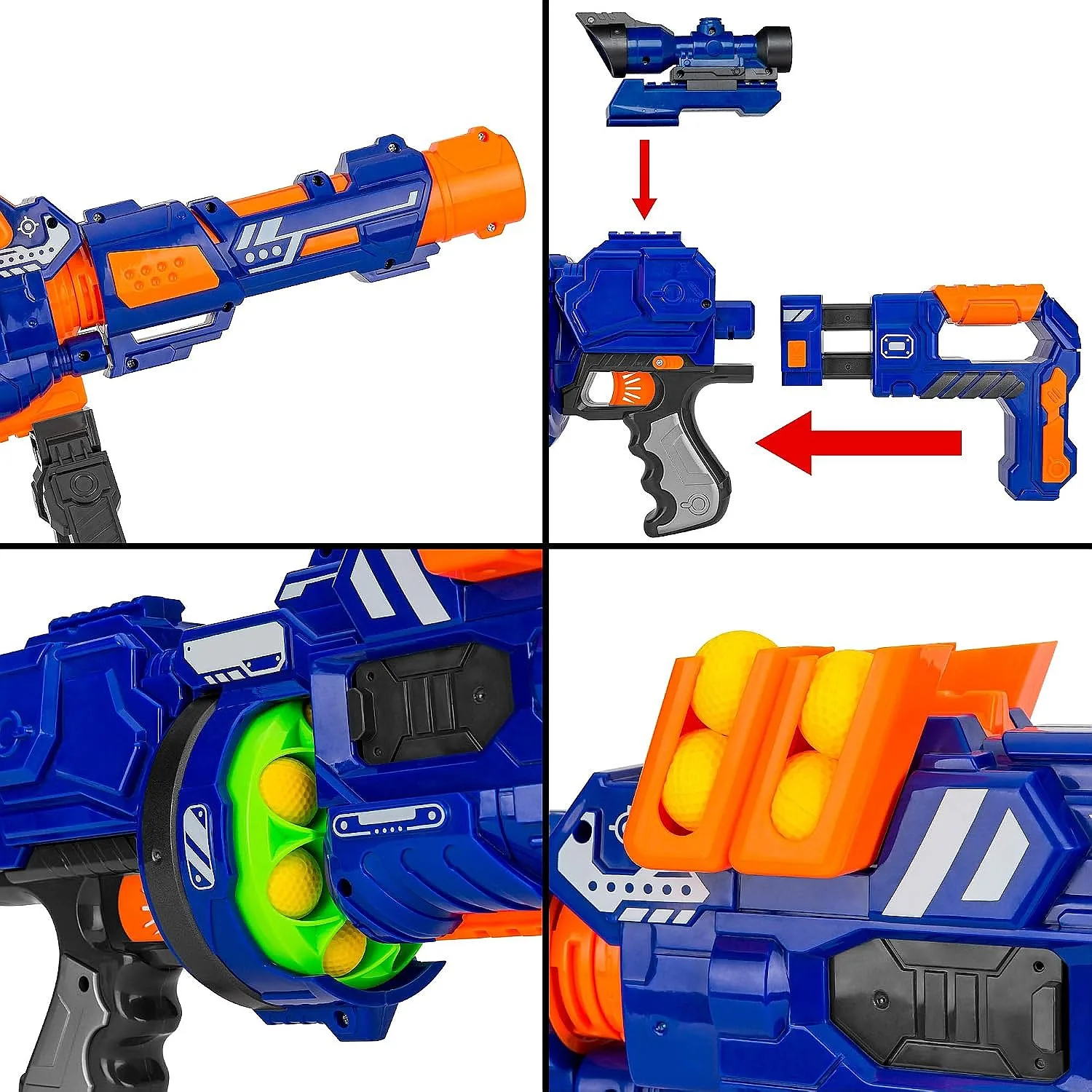 Best Choice Electric Foam Ball Blaster Toy with Barrel Extension, 12 Balls & Foldable Bipod view 3