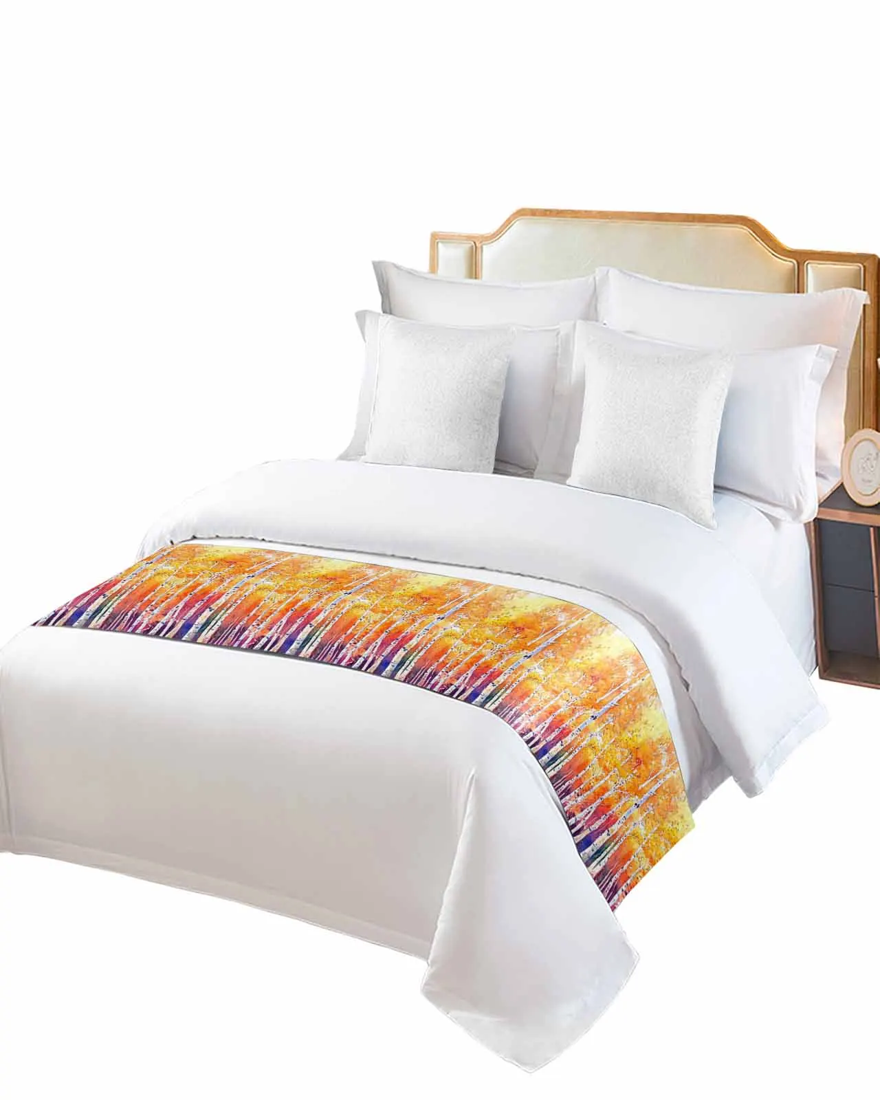 

Autumn Leaves Tree Painting Bed Runner Luxury Hotel Bed Tail Scarf Decorative Cloth Home Bed Flag