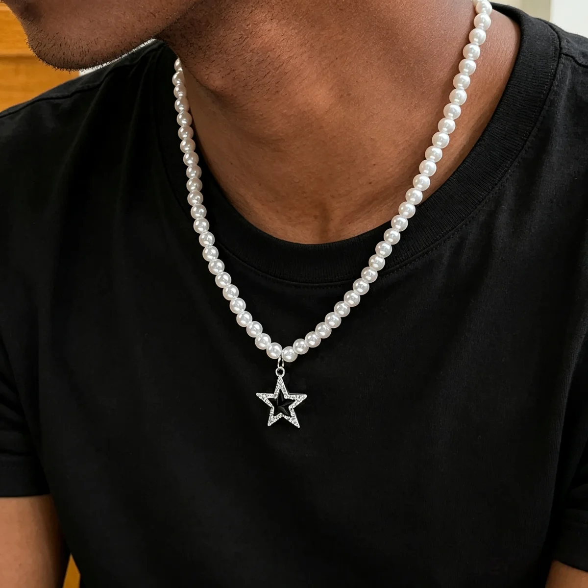 Schlichtes Design, zylindrische Form, Anhänger-Halskette, Retro-Stil für Männer, goldfarbene Edelstahl-Schlangenkette, Schmuck, Hip-Hop-Accessoires – Detail 2