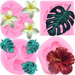 Tropical Leaf Flower Silicone Mold Plumeria Flower Fondant Molds Cake Decorating Candy Resin Mould Chocolate Gumpaste Moulds