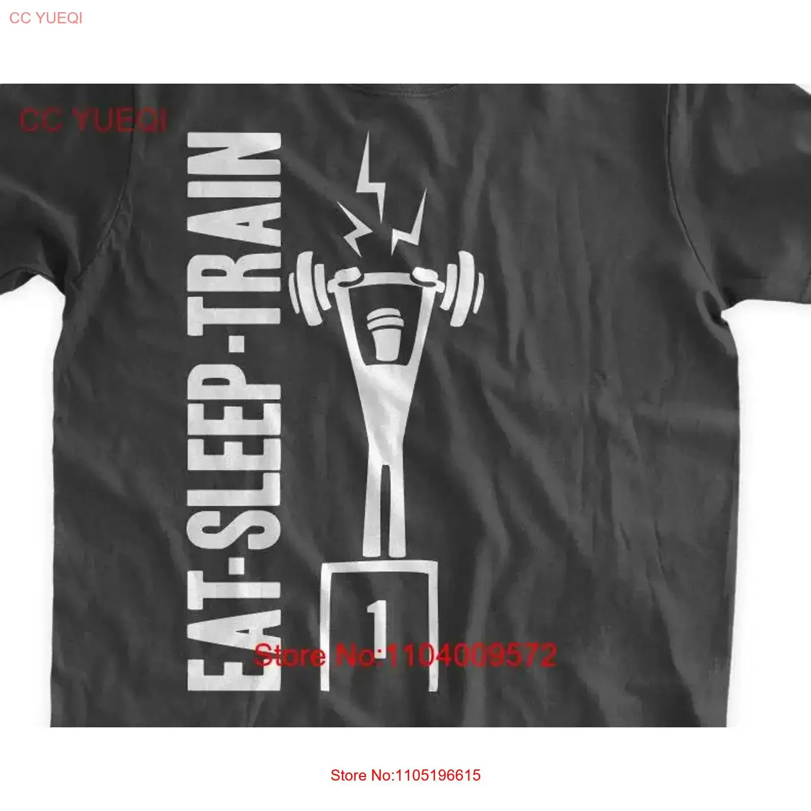 Eat Sleep Train T Shirt Work Out Exercise Weight Lifting Body Building Gym Workout Clothes Family Mens Ladies Womens Kids
