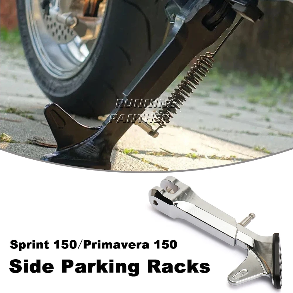 

Motorcycle Accessories Kickstand Side Parking Rack Support Foot Black/Silver For Vespa Sprint SPRINT 150 Primavera 150