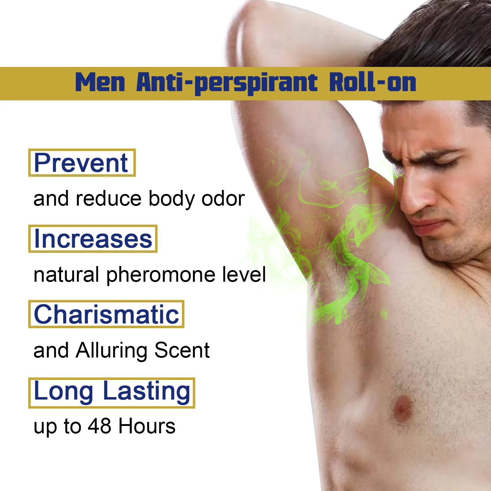 Men Antiperspirant Roll-On Body Odor Remover Underarm Anti Sweat Roller Armpit Scent Fresh Eliminate Bad Smell Deodorant Stick