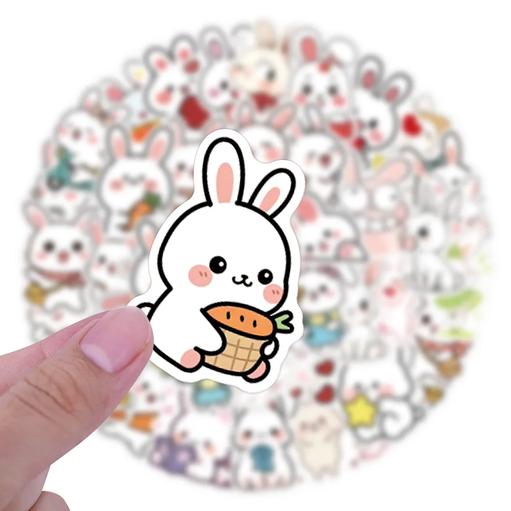 

10/30/60PCS New Cartoon Rabbit Animal Stickers Doodle Personalized Creative Decoration Refrigerator Pencil Case Stickers Decal