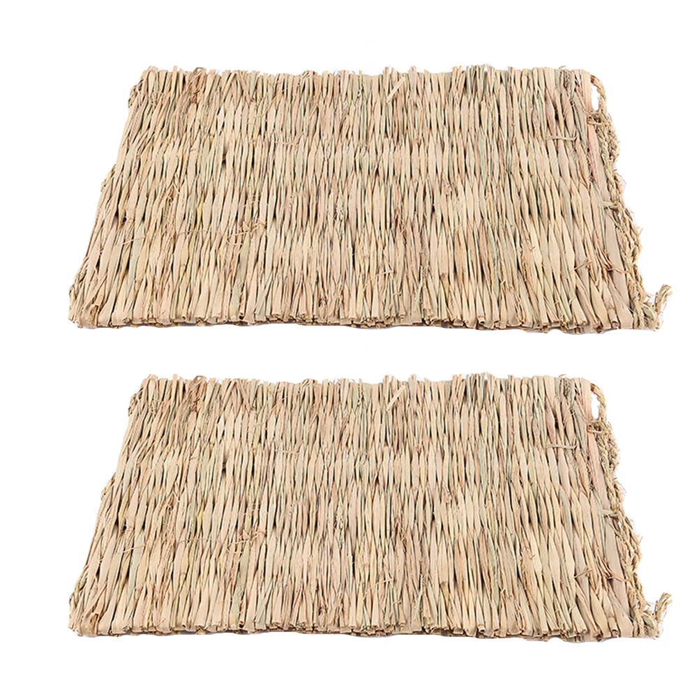 

2 Pcs Straw Mats H woven Corn Leaves Hammock Pet Rabbit House Sleeping Nest Cleaner Cage Accessories Pet Supplies