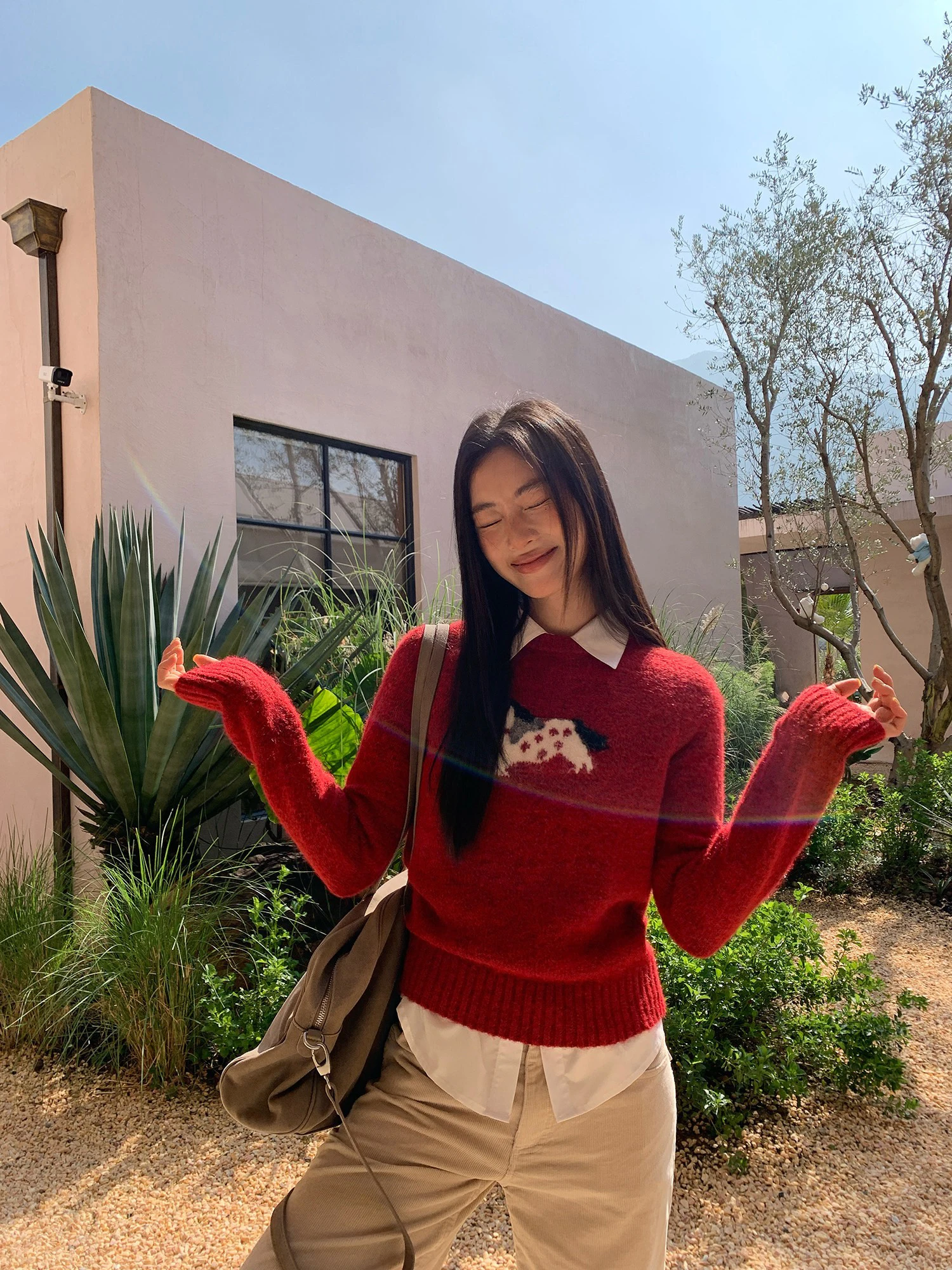 

Red Embroidery round Ne Knitted Sweater Women's Base Layer Top Casual Sle Slim Fit Soft Fabric Long Sve Spring A...