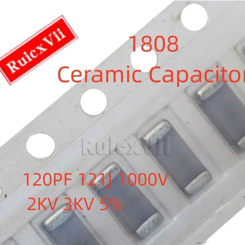 

(10pcs) 1808 120PF 121J 1000V 2KV 3KV 5% MLCC NPO COG 4520 SMD Ceramic Capacitor