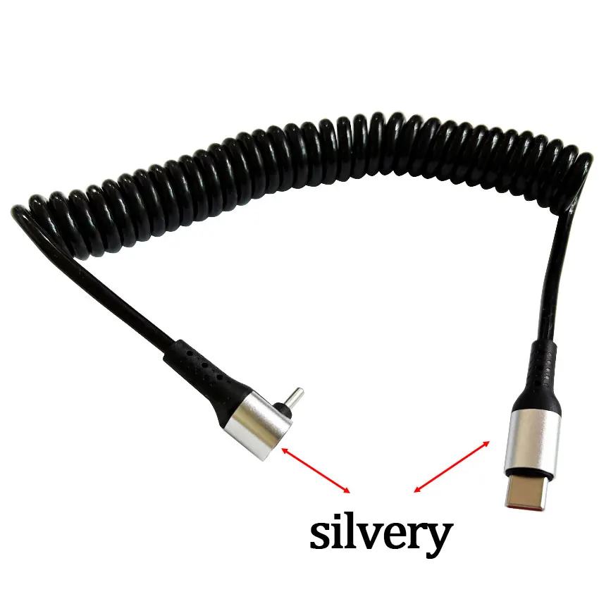 1PCS 66W 90 Degree Spring USB Type C Mobile Phone Cable 6A Fast Charging Type-C Cord For Samsung Xiaomi USB C Cable ﻿