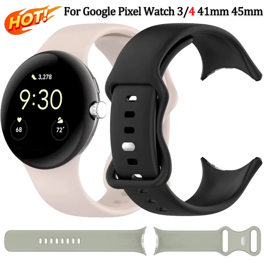 

Original Silicone Strap for Google Pixel Watch 3/4 41mm 45mm Sport Bracelet wristband for Google Pixel 4 3 2 Band Accessories
