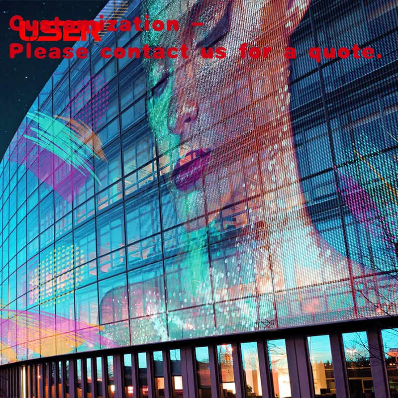 

custom.OEM 1200 Nit Full Color P3.91-.Shopping Mall Advertising Screen Semi-Outdoor Glass Transparent Led Display