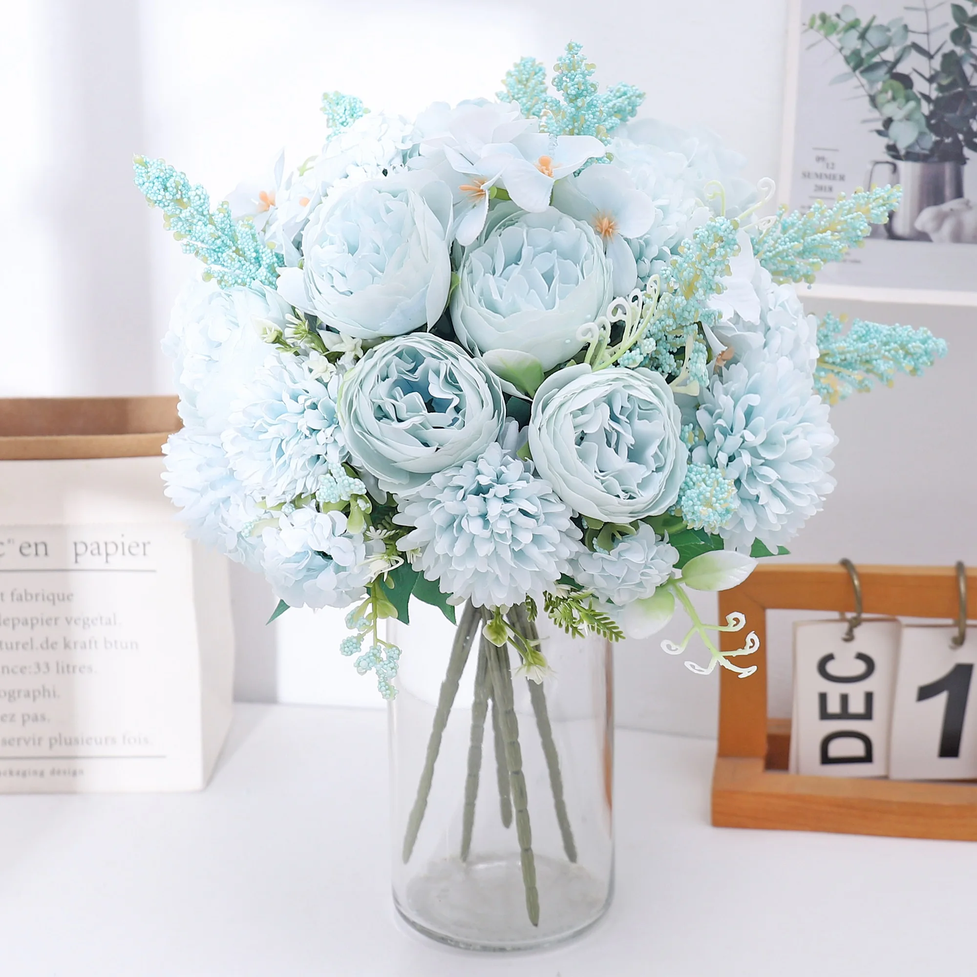 Pfingstrose Seidenblumen Hochwertige künstliche Rosen Gefälschte Hochzeit Party Home Tisch Raumdekoration DIY Braut Hortensien Blumenstrauß – Detail 7