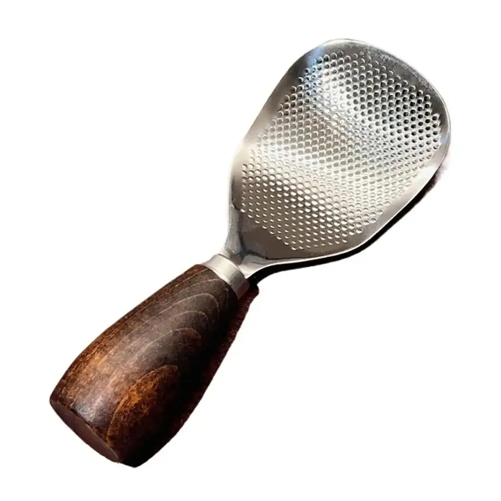 1Pcs Stainless Steel Rice Spoon Nonstick Heat Resistant Rice Spatula Zebrawood Wooden Handle Anti-scalding Rice Scooper