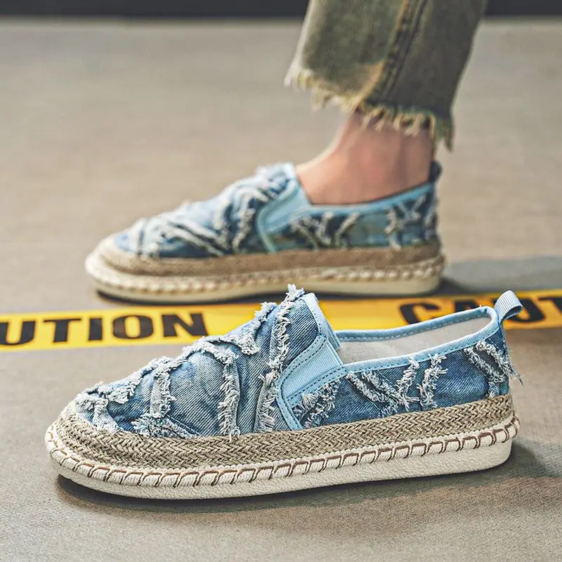 Men's 2026 New Summer Versatile Slip-On Canvas Shoes Niche Original Breathable Distressed Fisherman Lazy Shoes