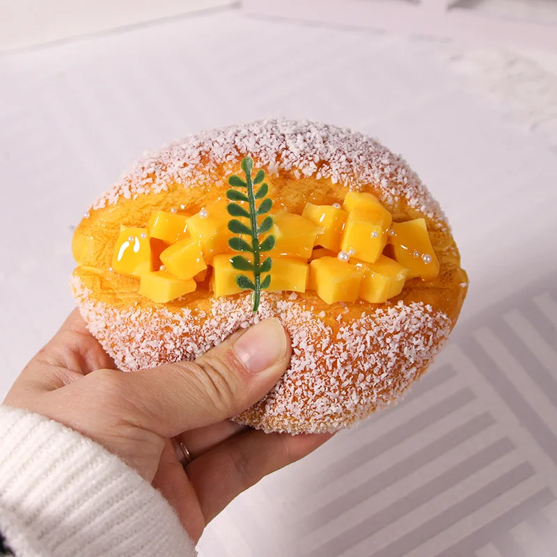 

Artificial mango cake soft fruit bread cake food model window display scale photography props Simulation decoration ornaments