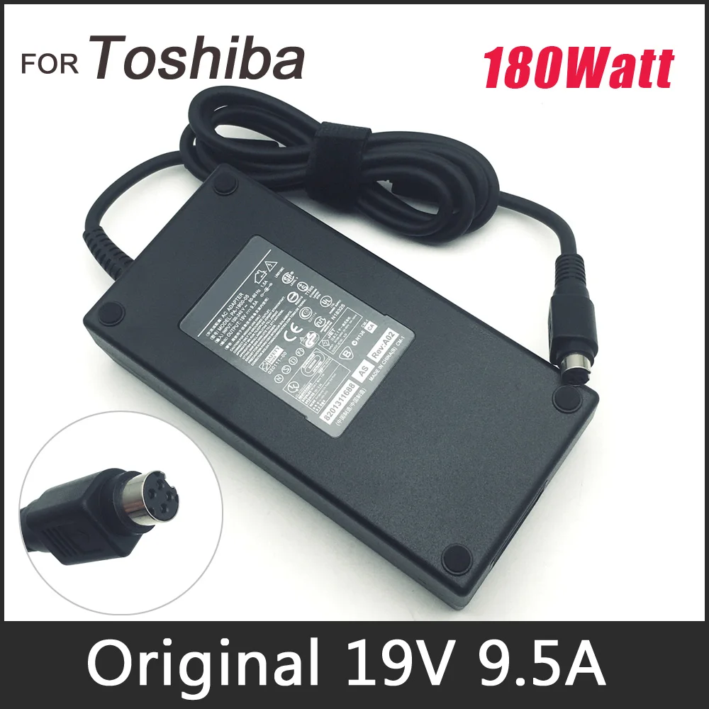 Cargador Original para portátil, adaptador de CA de 19V, 9.5A, 180W, para Toshiba Qosmio X875, X875-Q7290, Cable de fuente de alimentación de X875-Q7390