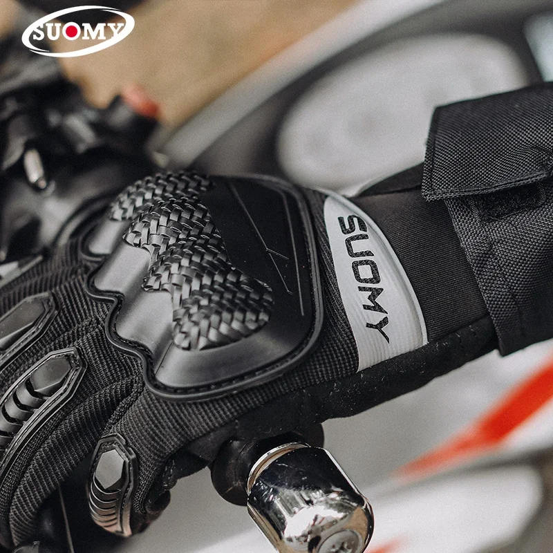 Suomy-guantes transpirables para montar en motocicleta para hombre, equipo de protección anticaída con pantalla táctil, ideal para primavera y verano