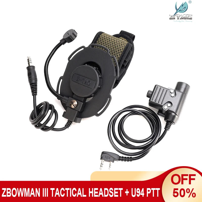 Z-Tac Tactical Headphone Soft Shooting U94 PTT Bowman Evo III Headset Hunting Airsoft Accesories For Baofeng Walkie-talkie