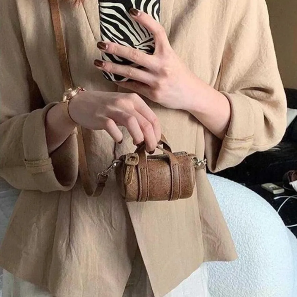 

Minimalist Brown Mini Underarm Bag PU Vintage Retro Crossbody Bag Zipper Fashion Shoulder Bags Ladies