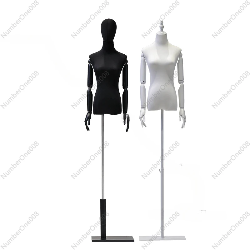 Solid Wood Arm Female Mannequins Cloth Set DIY Clothing Sewing Fabric Female Mannequin Clothing Store Mannequin Display Stand B